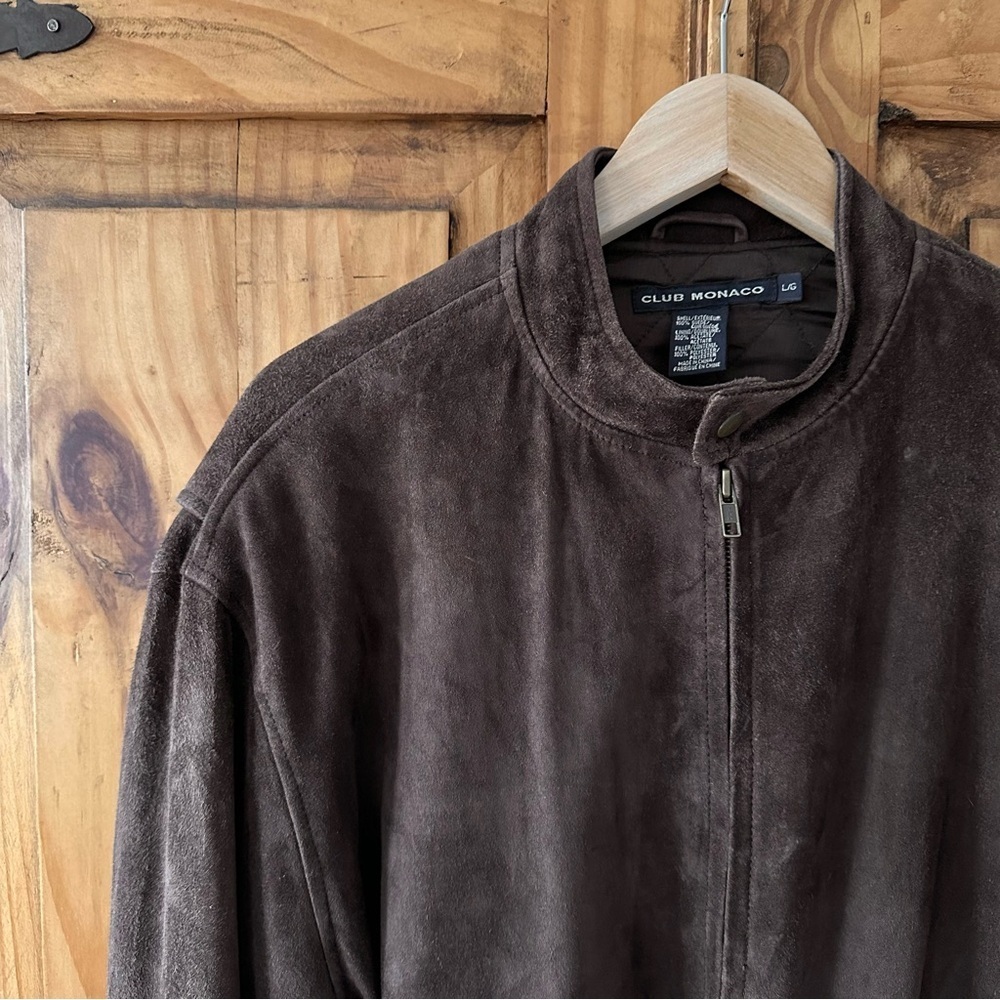 Vintage 90's Men's Club Monaco Suede Jacket Chocolate Brown - Picture 12 of 12